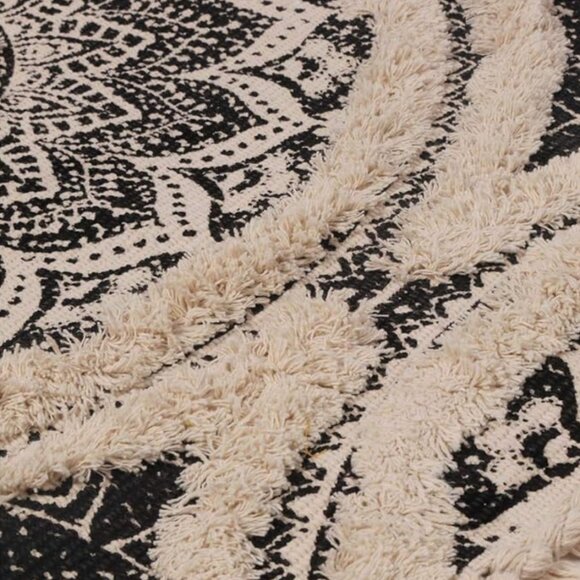 MANDALA DESIGN HAND WOVEN ACCENT RUNNER RUG WITH FRINGE TASSELS - Picture 3 of 7